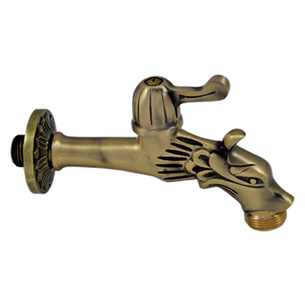 Rubinetto da esterno modello Rinascimento in ottone antichizzato con leva da 1/2" e rompigetto Immagine principale del prodotto