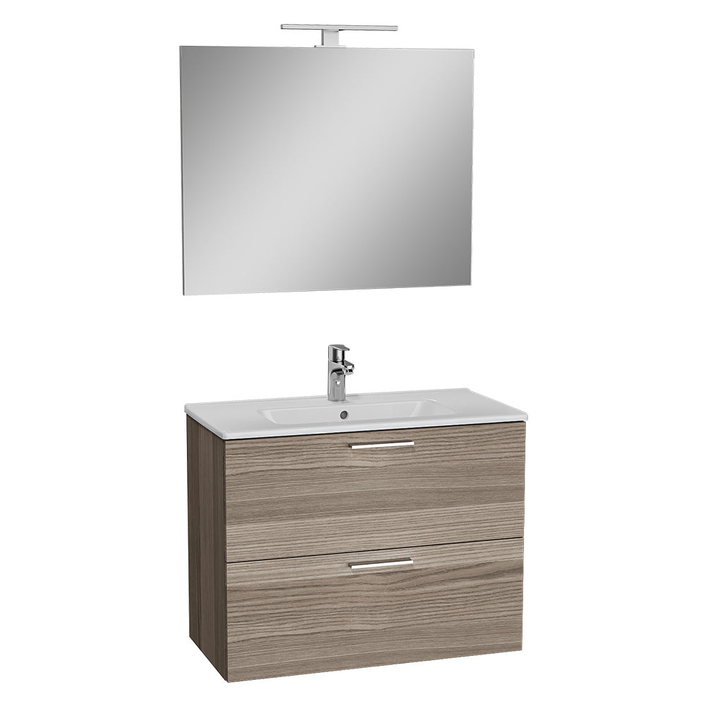 Mobile bagno sospeso Mia Cordoba con lavabo in ceramica e specchio LED - 77,5x37,8x59,6 cm Immagine principale del prodotto