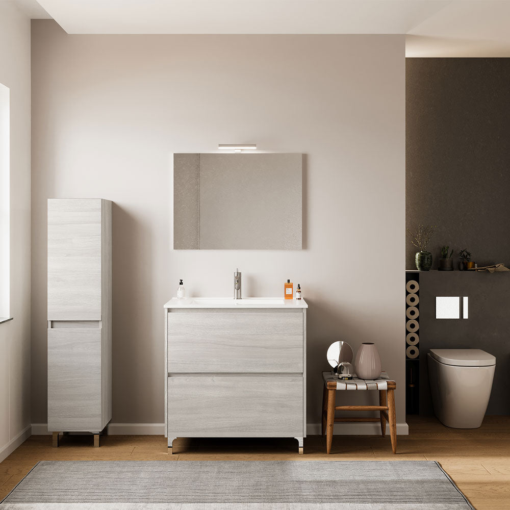 Colonna per Bagno Lisbona Rovere Grigio 34x36x150 cm