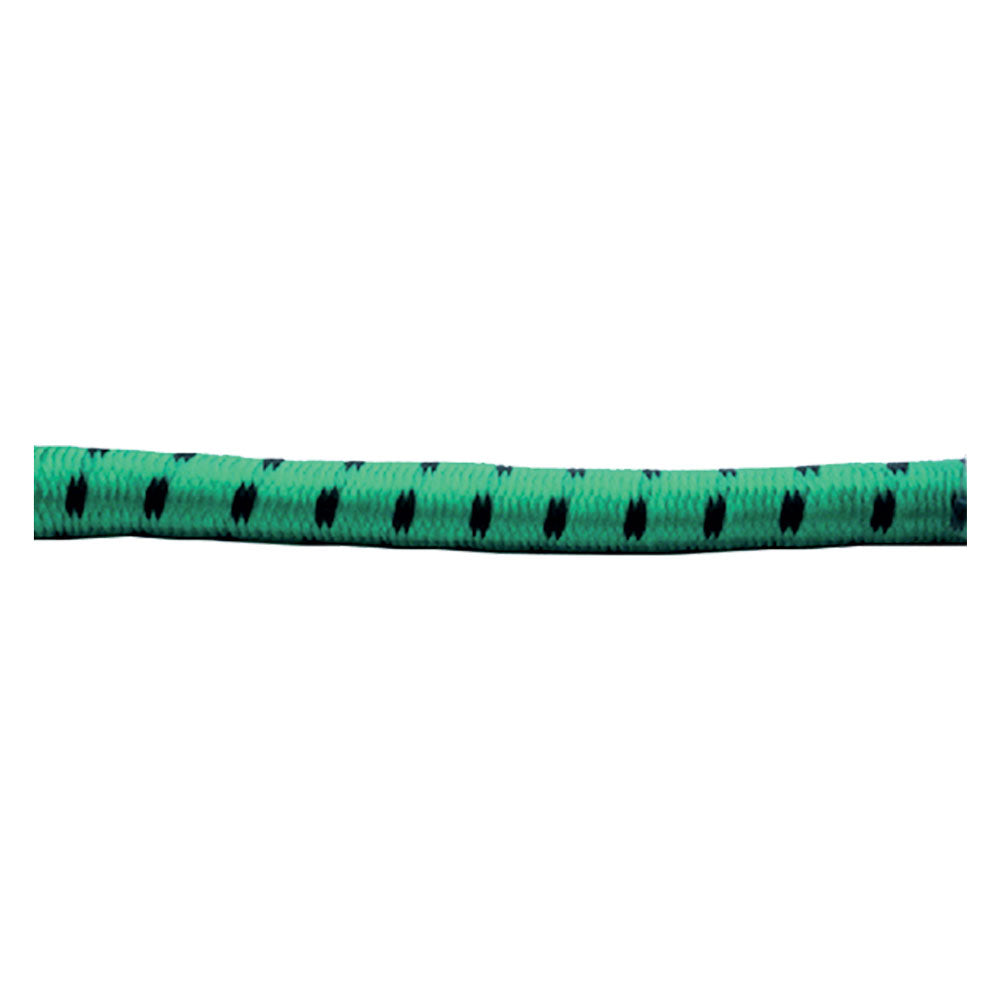 Molla elastica legabagagli verde 8 mm in rotolo da 200 m. Anima in gomma e rivestimento resistente UV. Ideale per fissaggi sicuri. Acquista ora! Immagine principale del prodotto
