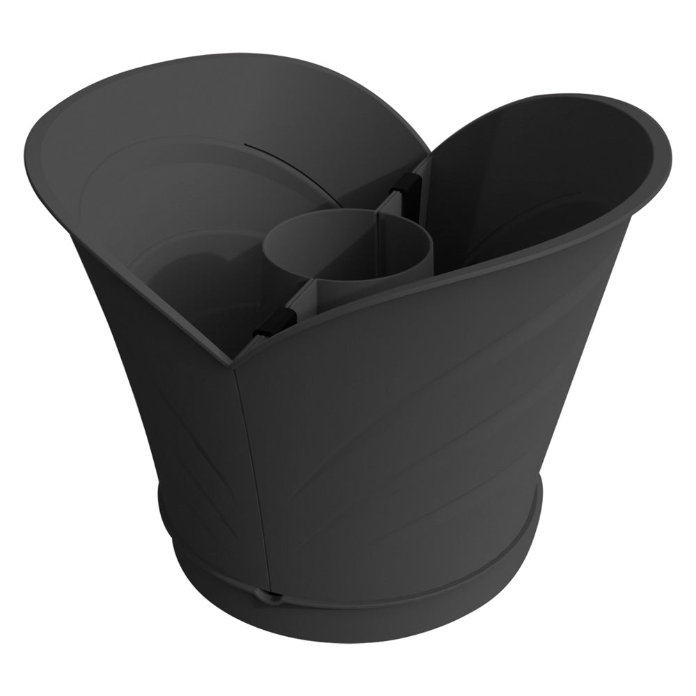 Set 4 vasi a mezzaluna Tulipano Bama in polipropilene grigio da 5 litri per pali e canaline