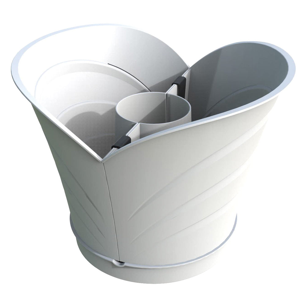 Set 4 vasi Tulipano in polipropilene bianco da 5 litri con sottovasi inclusi