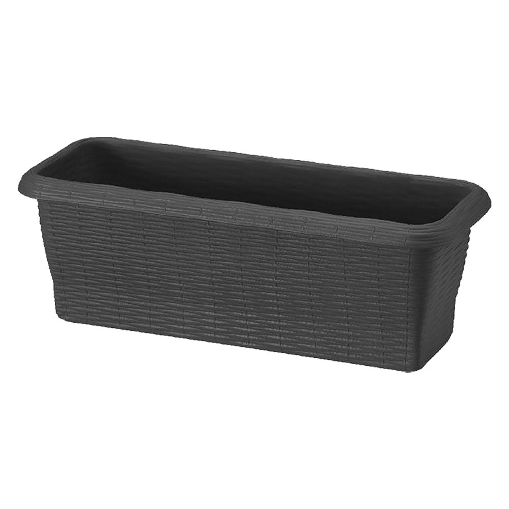 Fioriera rettangolare Paglia BAMA antracite 40x20x17,5 cm da 7,5 litri con riserva d'acqua per balcone e giardino