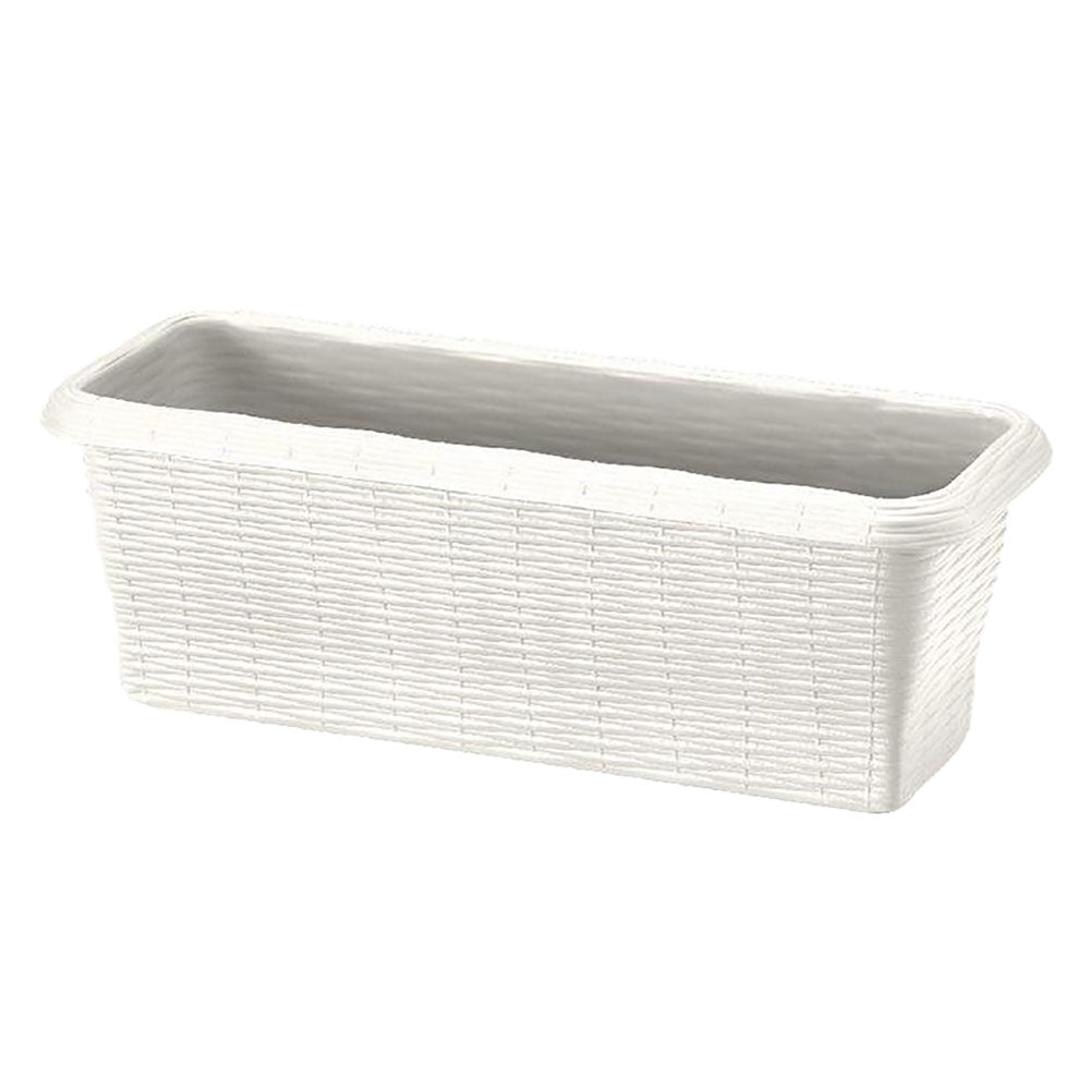 Fioriera rettangolare ad effetto paglia in plastica panna 60x20x17,5 cm BAMA per balcone e giardino
