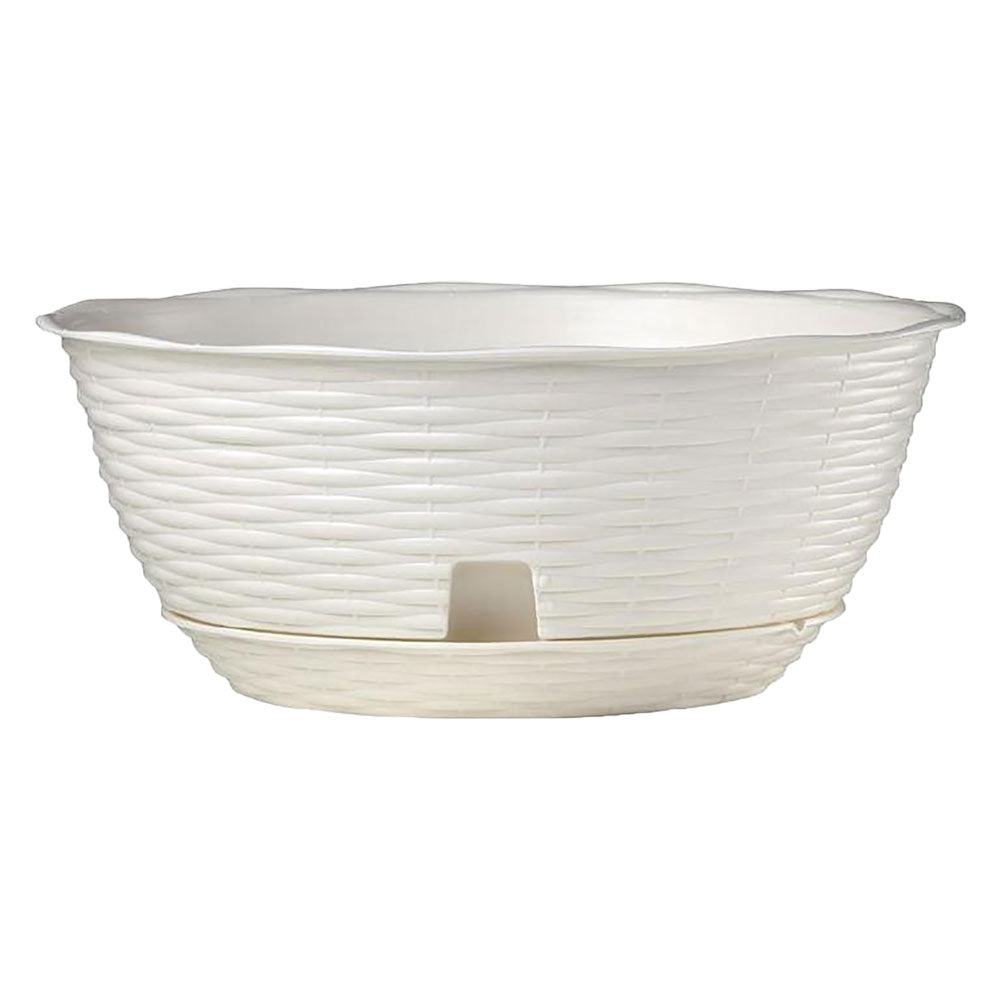 Ciotola per fiori Paglia Bama color panna in plastica Ø 30 cm 5,8 litri con sottovaso integrato