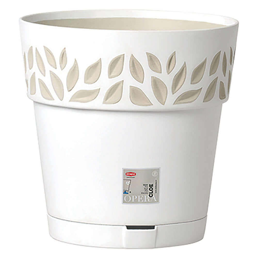 Vaso tondo Cloe Stefanplast in polipropilene bianco travertino diametro 15 cm con riserva d'acqua