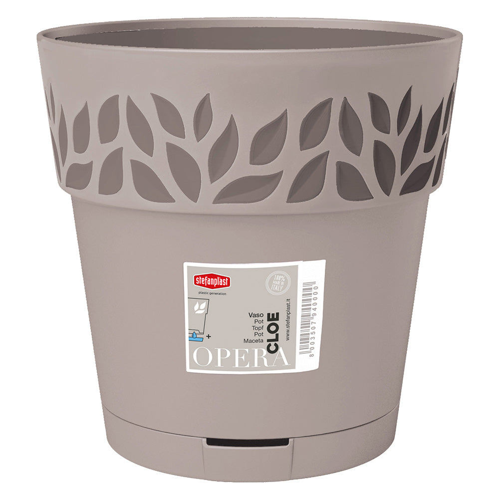 Vaso tondo Cloe Stefanplast in polipropilene greige Ø 25 cm con riserva d'acqua Immagine principale del prodotto