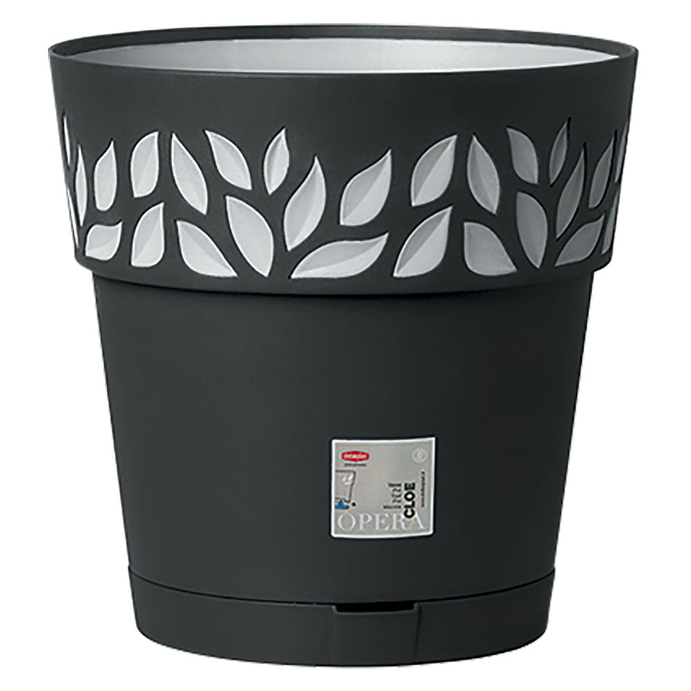 Vaso tondo Cloe in polipropilene grafite ø 20x19 cm con riserva d'acqua Stefanplast Immagine principale del prodotto
