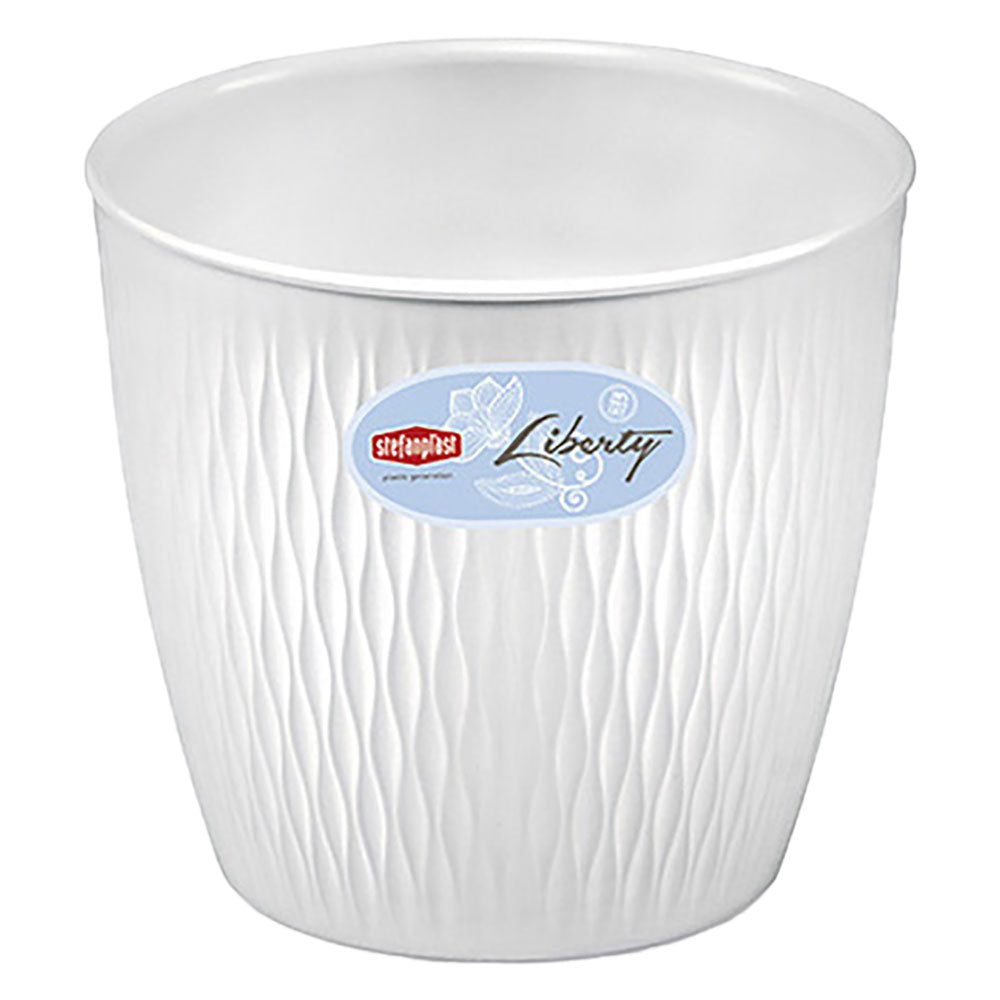Vaso tondo Liberty Stefanplast in polipropilene bianco travertino ø 20 cm