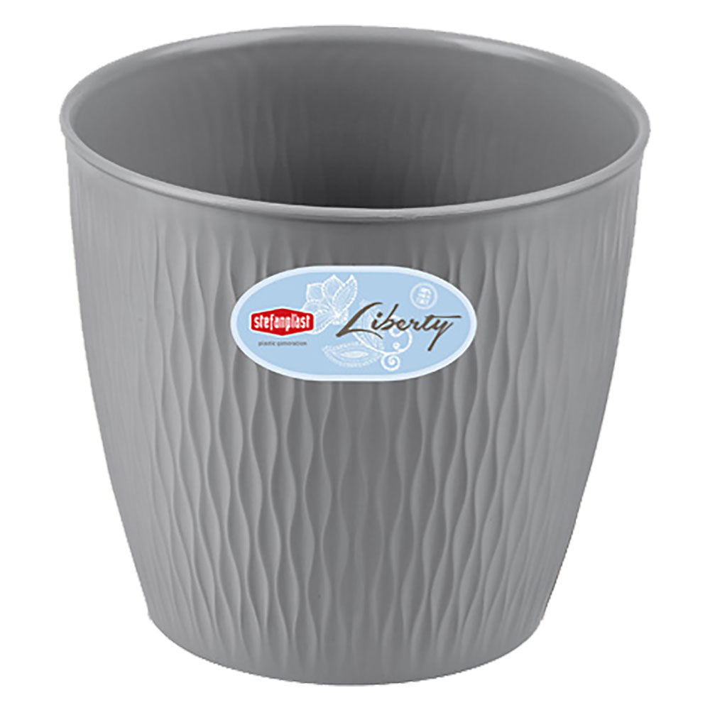Vaso tondo Liberty Stefanplast in polipropilene grigio quarzo diametro 20 cm e altezza 19 cm Immagine principale del prodotto