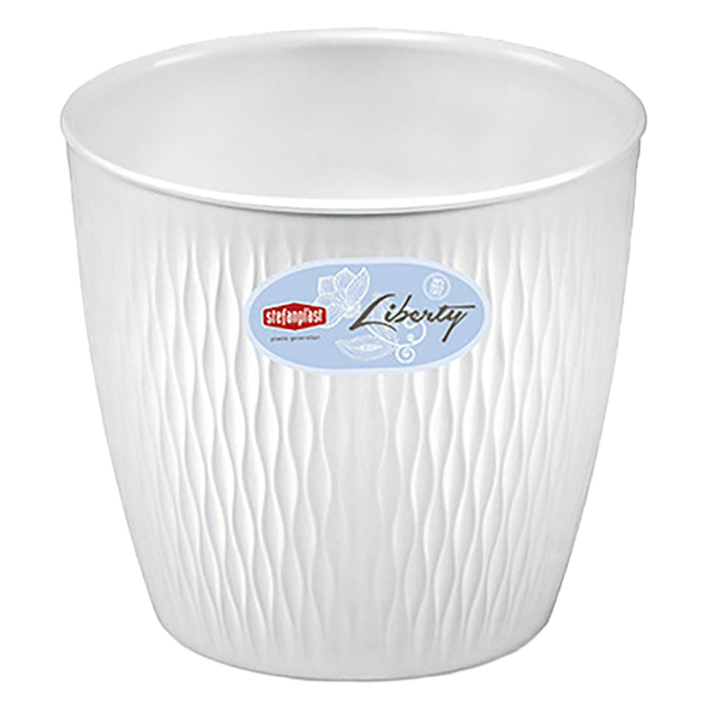 Vaso tondo Liberty Stefanplast bianco travertino diametro 25 cm e altezza 23 cm per interno ed esterno