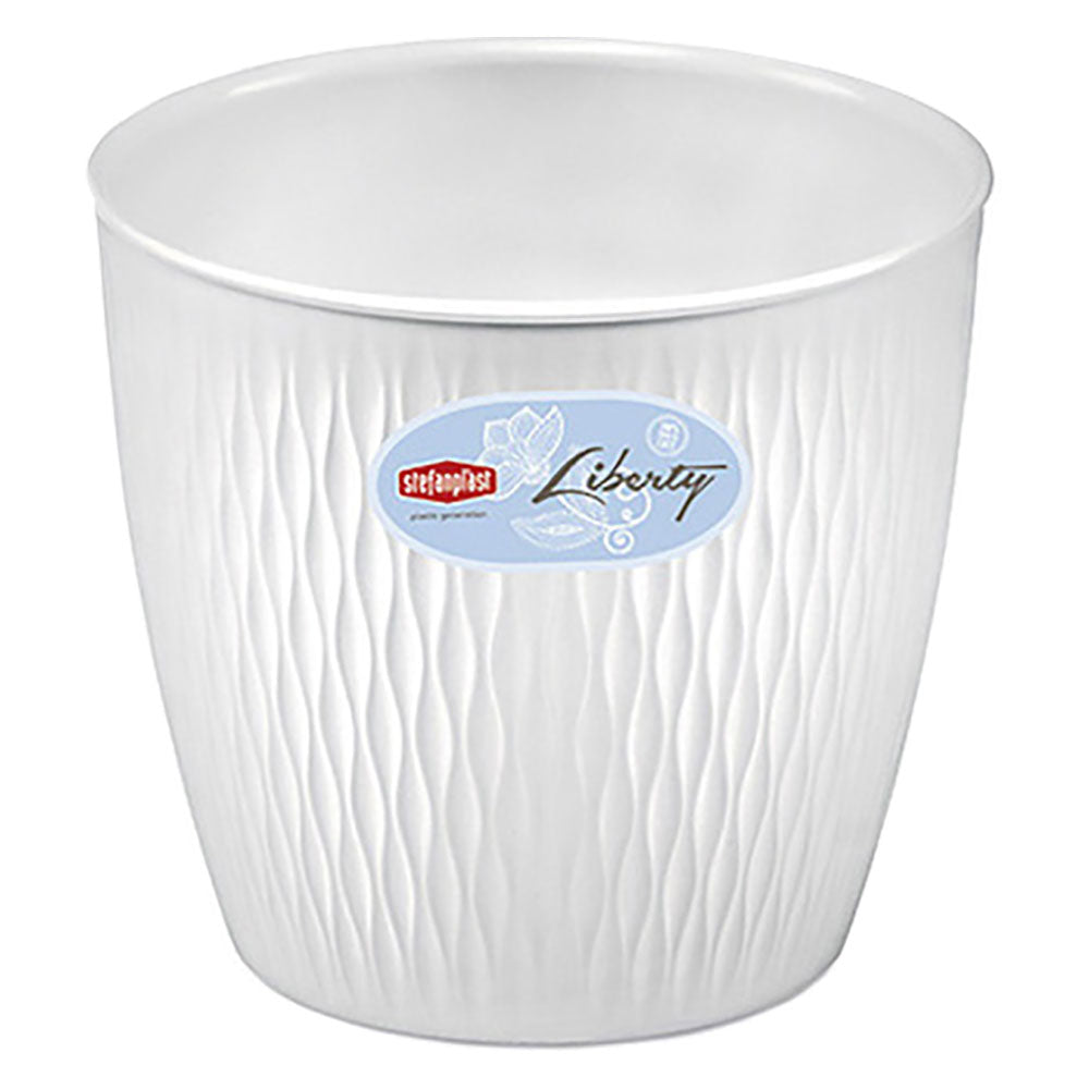 Vaso tondo Liberty Stefanplast in polipropilene bianco travertino diametro 30 cm Immagine principale del prodotto