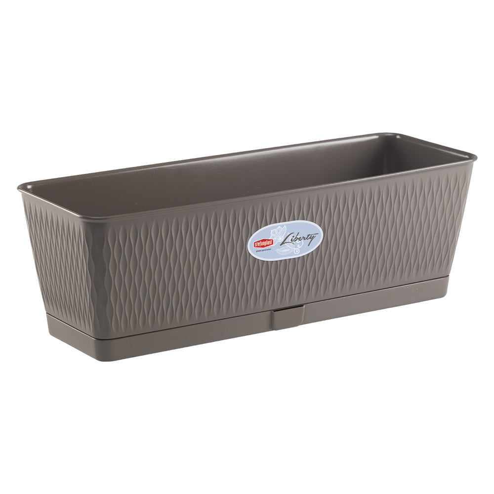 Balconetta rettangolare Liberty in plastica color quarzo da 9 litri 50x18x16 cm con riserva d'acqua
