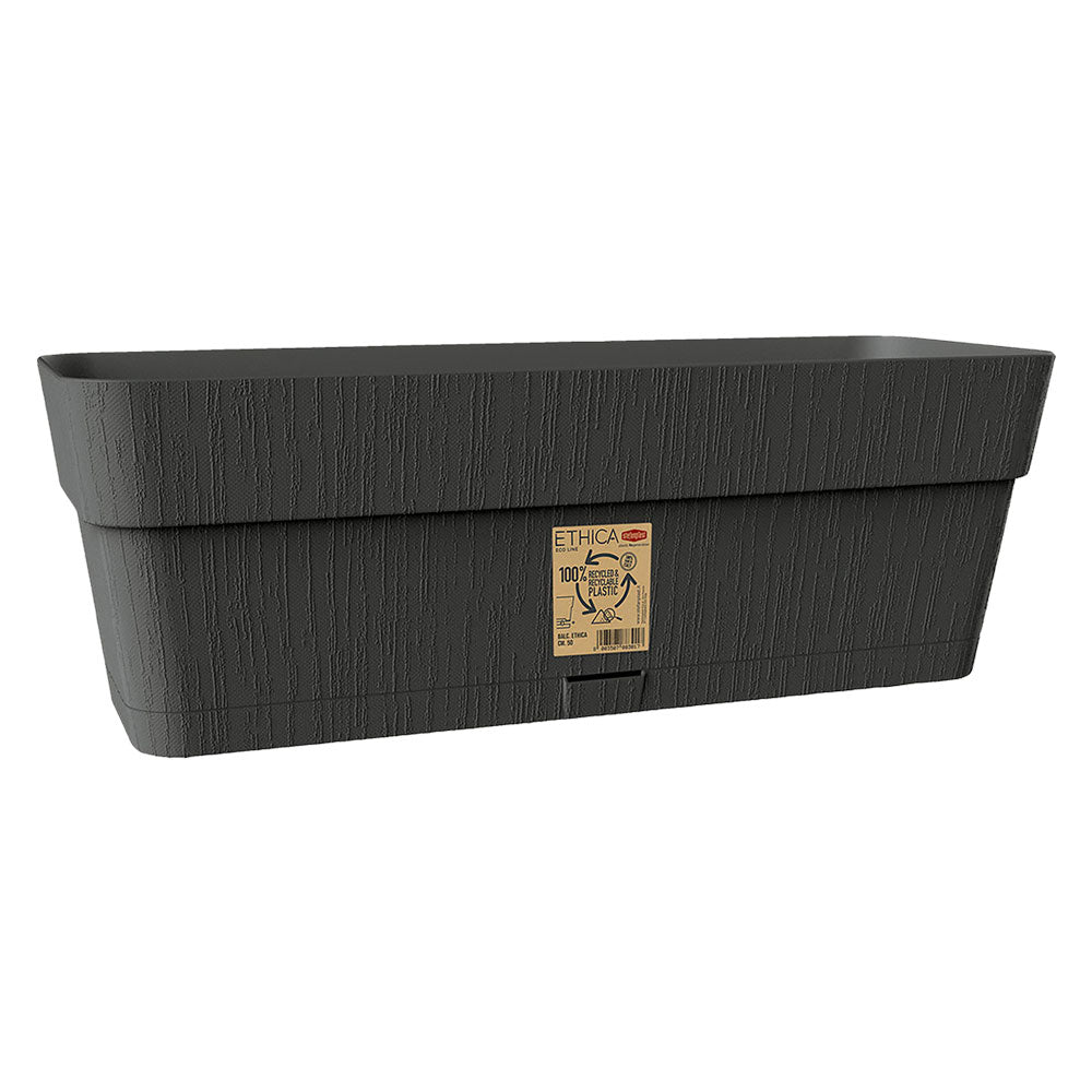 Balconetta rettangolare Ethica grafite 30x13x12 cm con riserva d'acqua Stefanplast