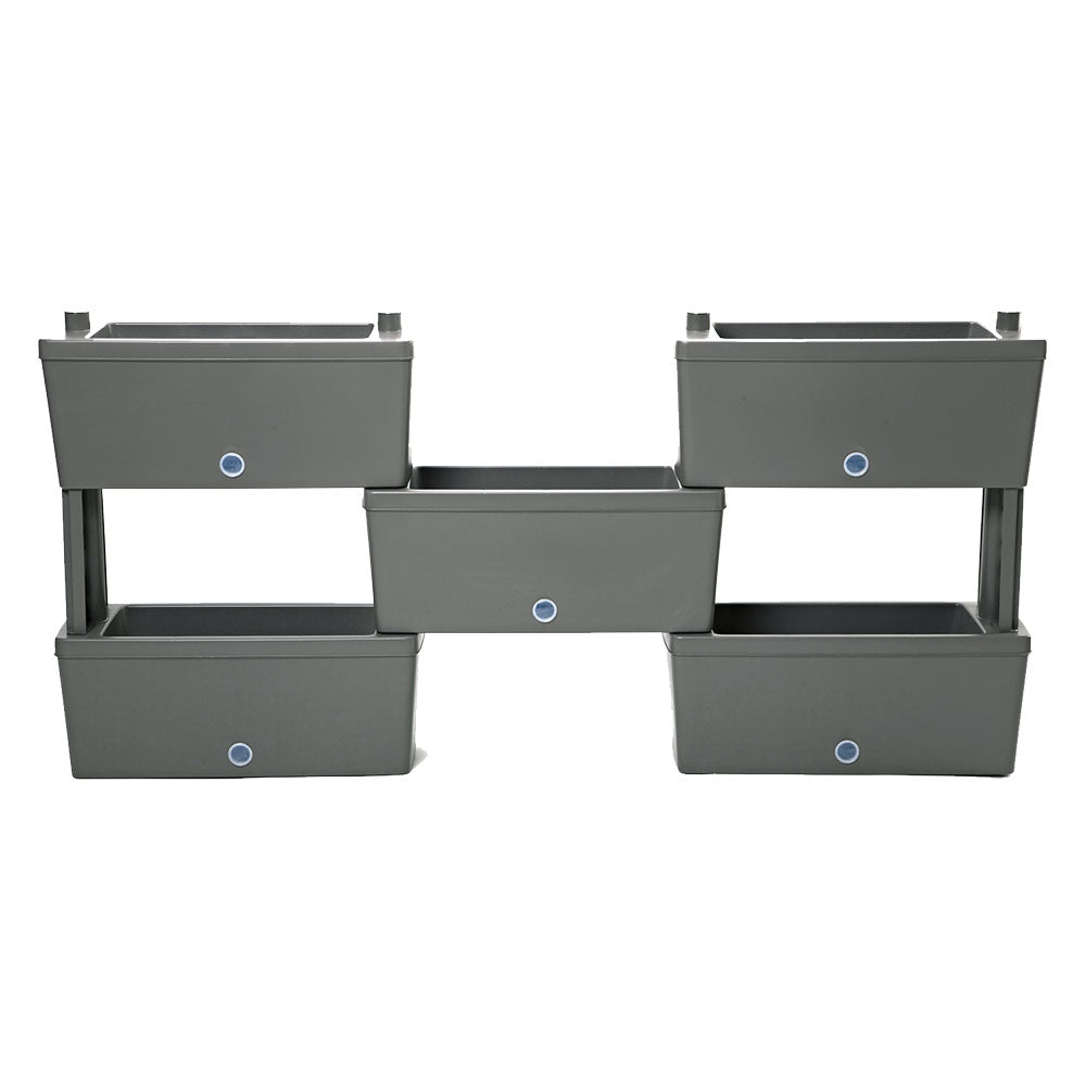 Kit 5 fioriere componibili Brick grigio in resina con riserva d'acqua Bama Immagine principale del prodotto