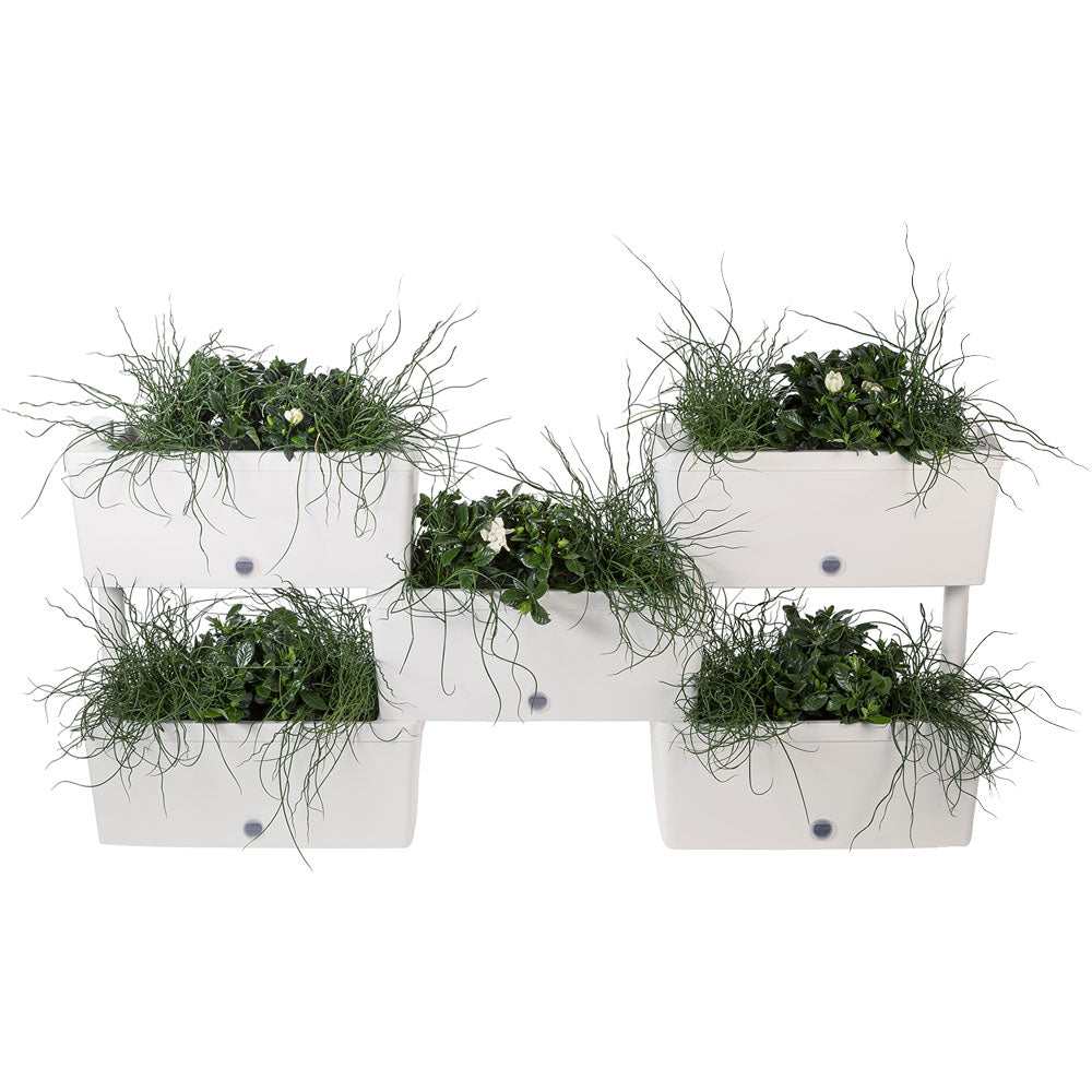 Kit di 5 fioriere componibili Brick BAMA panna con riserva d'acqua per giardino e terrazzo Immagine principale del prodotto