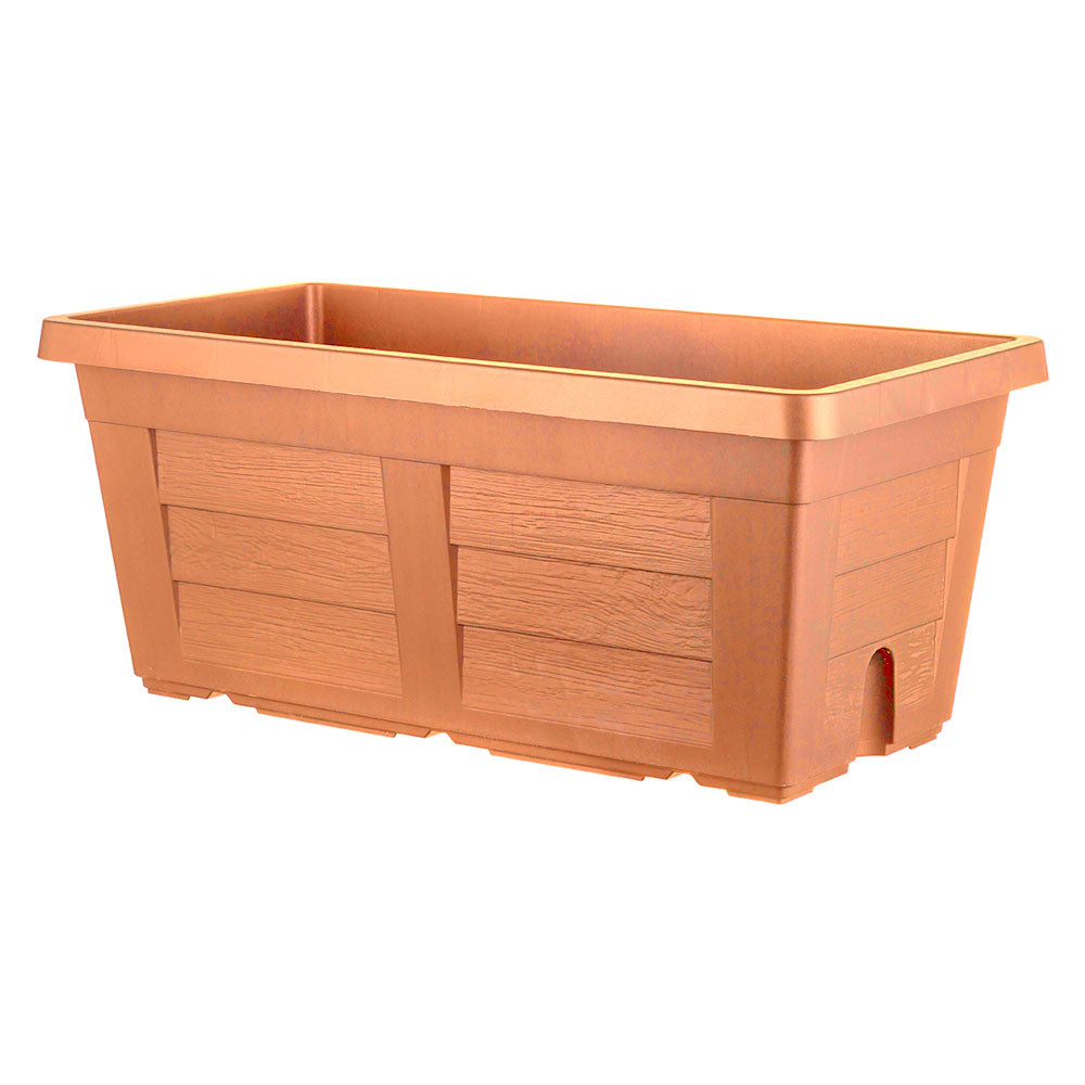 Fioriera rettangolare BAMA effetto legno cotto chiaro 80x40x34 cm per giardino e terrazzo