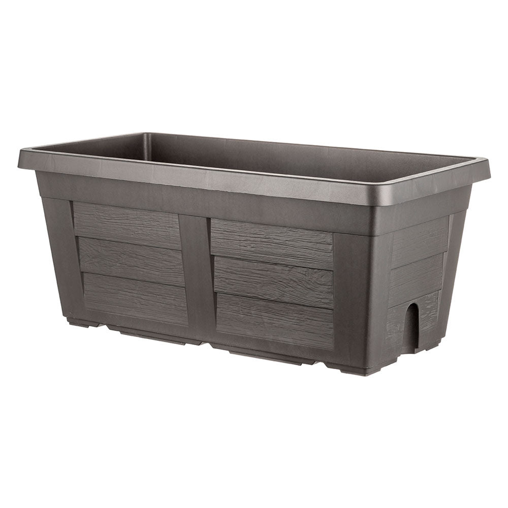 Fioriera rettangolare effetto legno BAMA antracite 80x40x34 cm per giardino e terrazzo