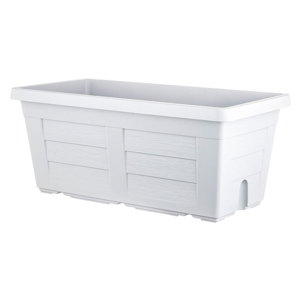 Fioriera rettangolare BAMA effetto legno color ghiaccio 80x40x34 cm con riserva d'acqua per giardino e terrazzo