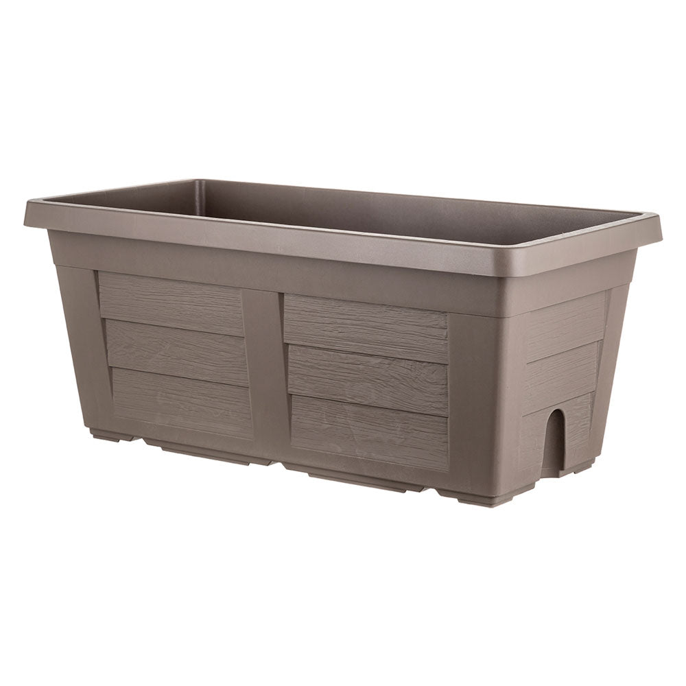 Fioriera rettangolare BAMA effetto legno cappuccino 80x40x34 cm per giardino e terrazzo
