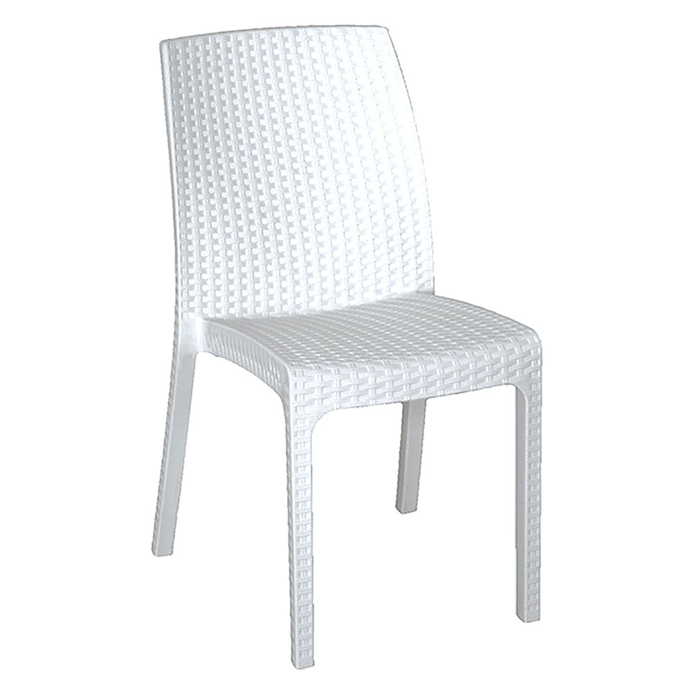 Sedia da giardino Virginia bianca in polipropilene effetto rattan 47x59x86 cm