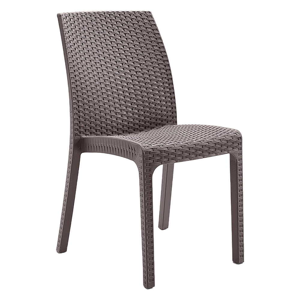 Sedia da giardino Virginia in polipropilene effetto rattan colore tortora Immagine principale del prodotto