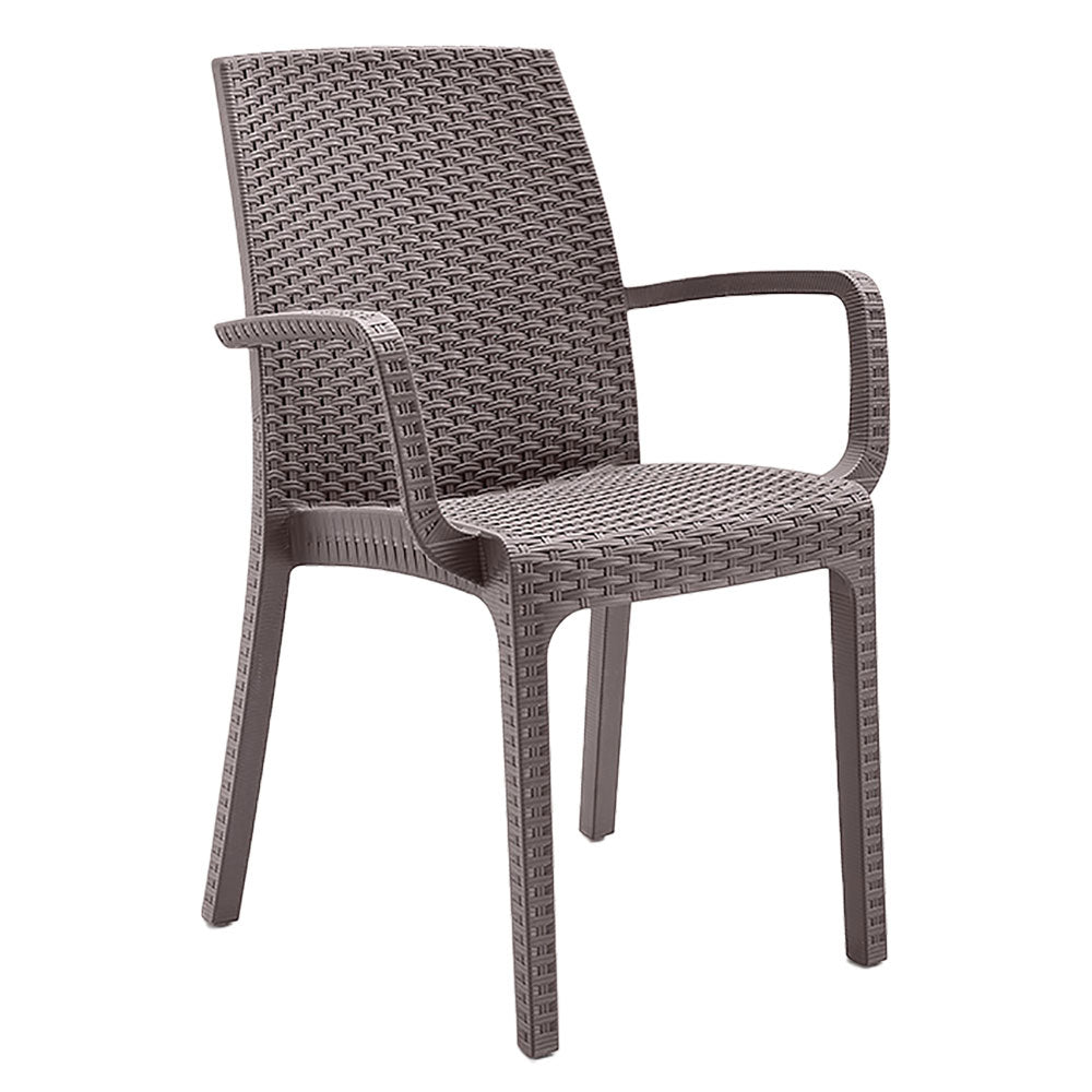 Sedia da esterno modello Indiana in polipropilene effetto rattan color tortora 57x59x86 cm