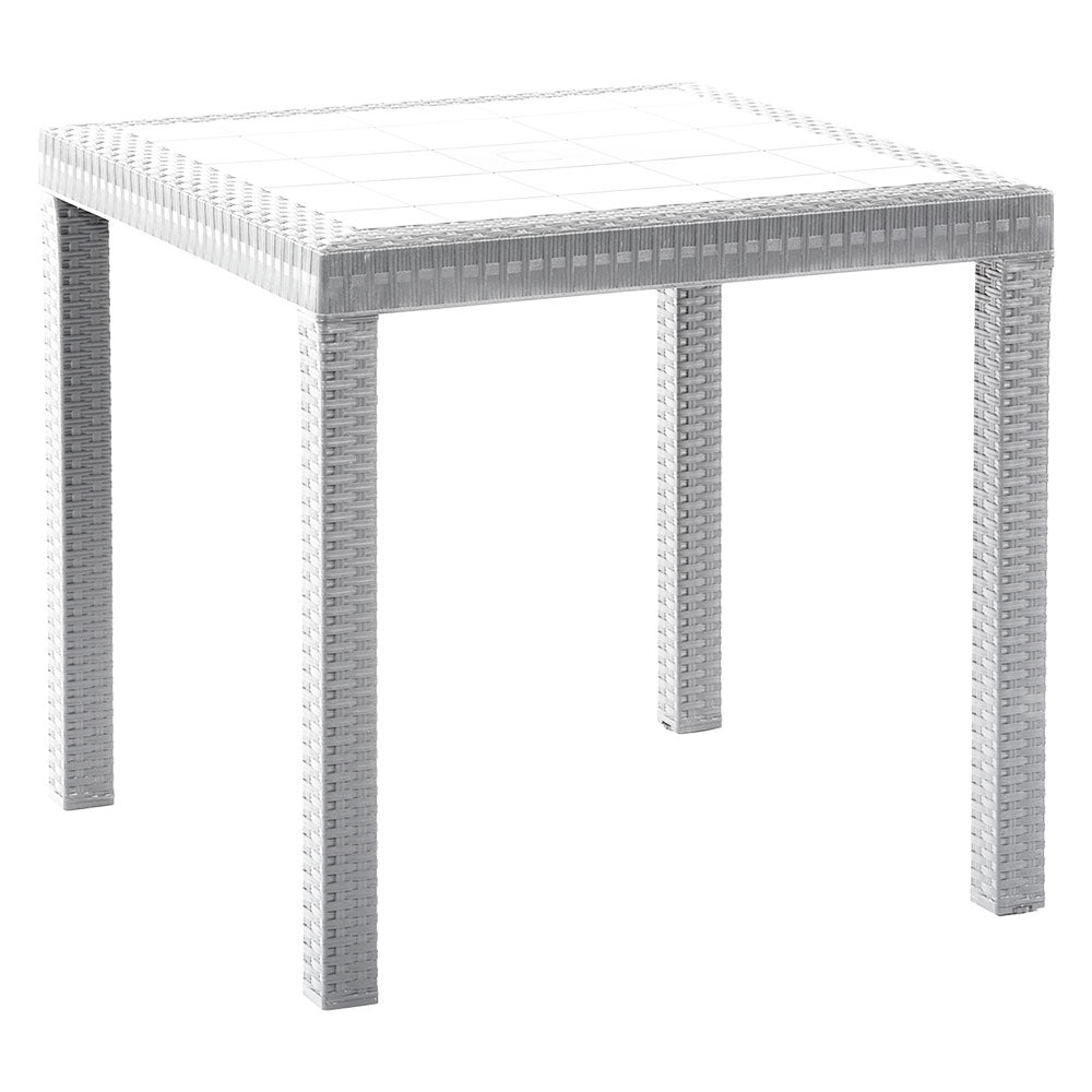 Tavolo da esterno Dallas in polipropilene bianco effetto rattan 80x80 cm