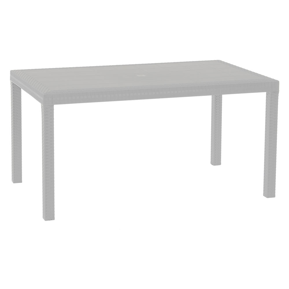 Tavolo da esterno modello Houston in polipropilene bianco effetto rattan 150x90 cm