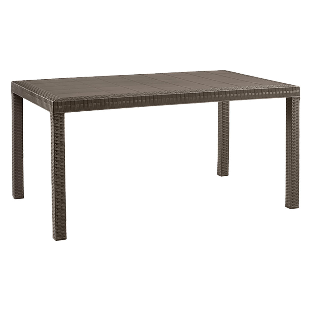 Tavolo da esterno modello Houston in polipropilene effetto rattan colore tortora 150x90 cm Immagine principale del prodotto