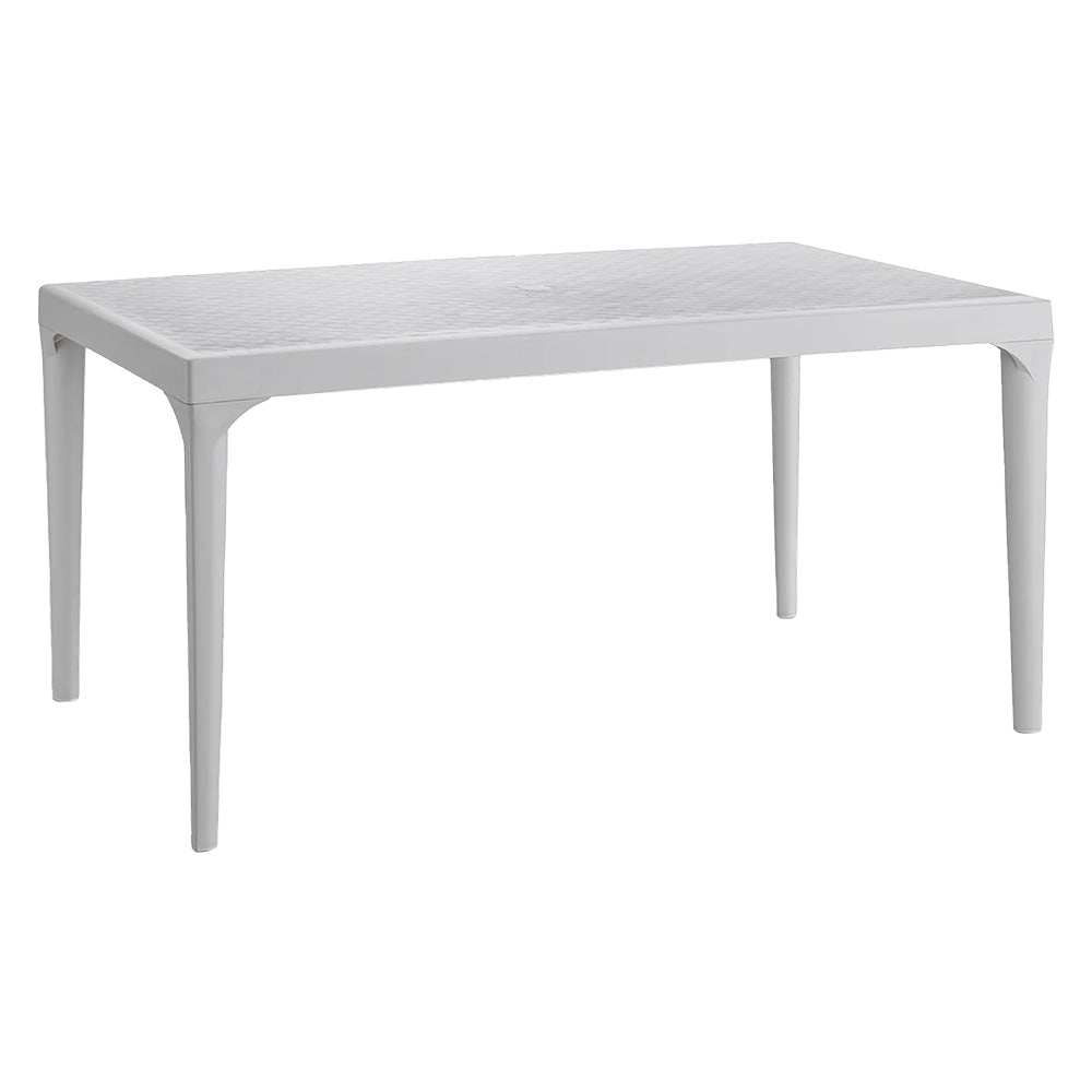 Tavolo da esterno Oslo in polipropilene effetto rattan bianco 150x90 cm Immagine principale del prodotto