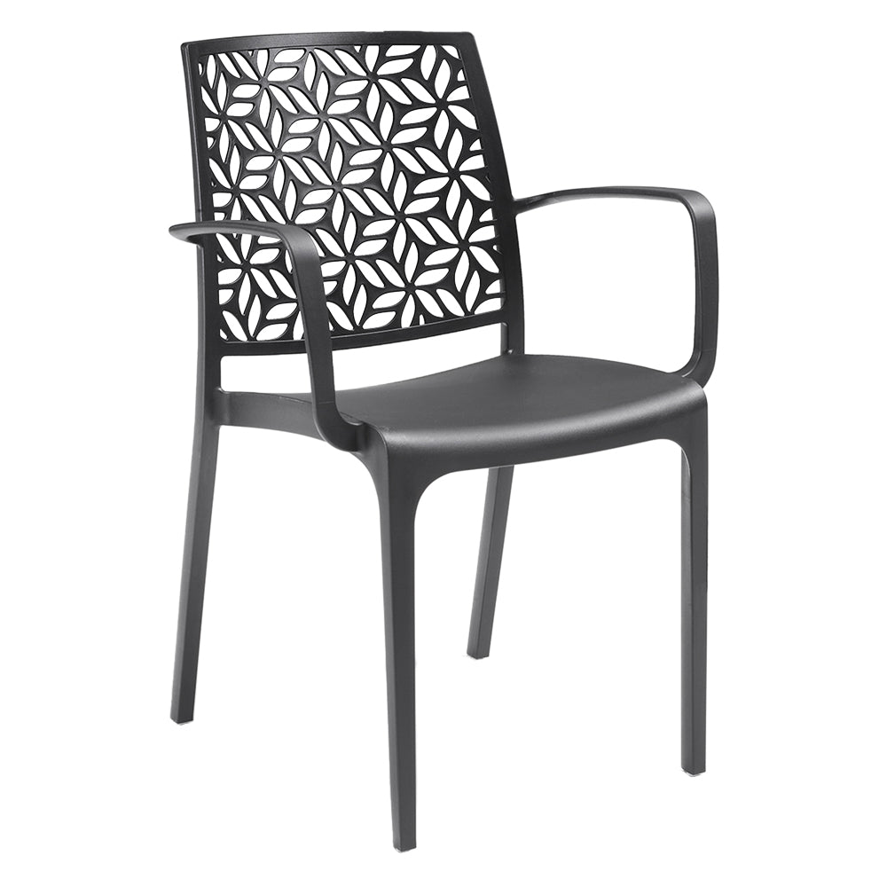 Sedia da giardino Ninfa Armchair in polipropilene grafite con braccioli 56x54 cm Immagine principale del prodotto