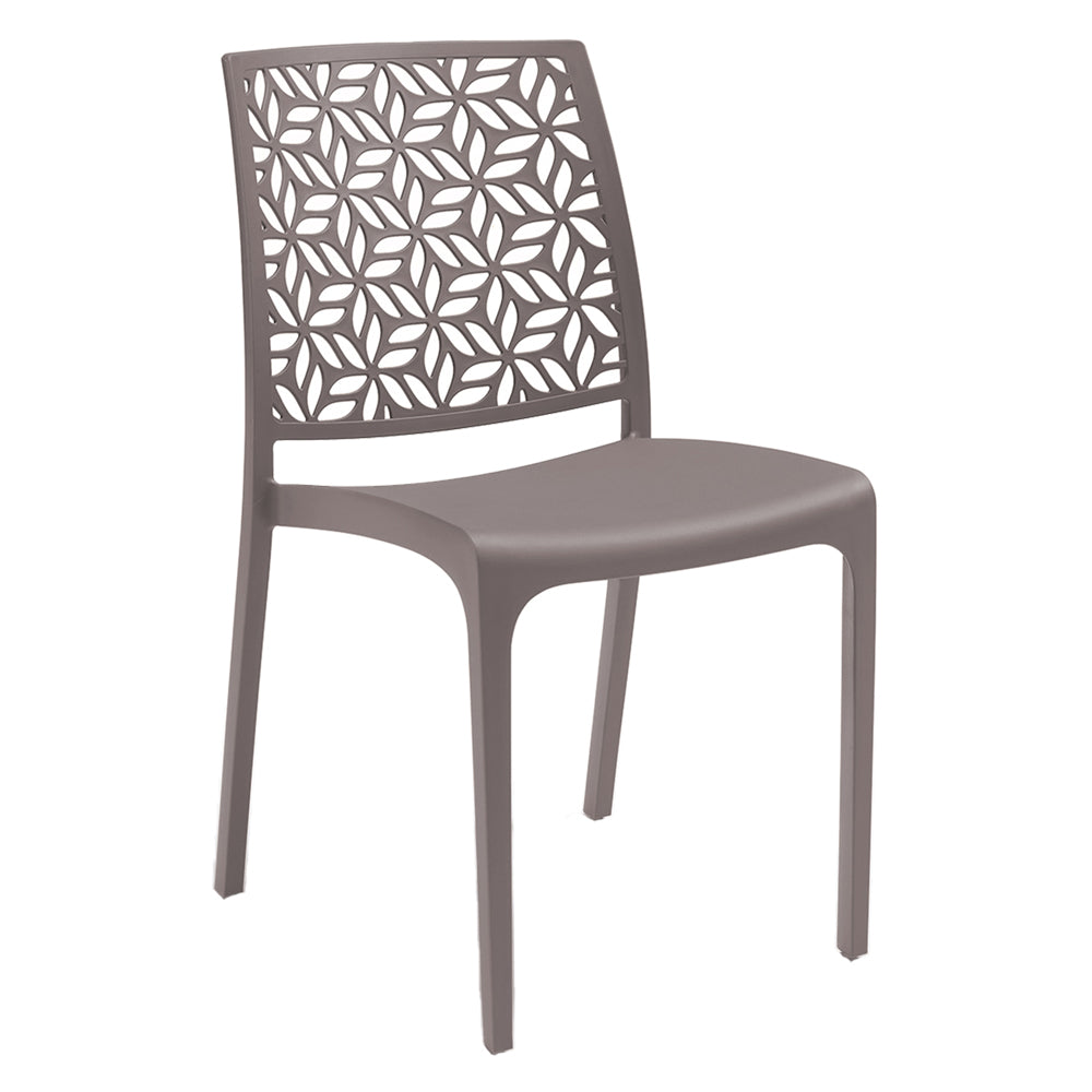 Sedia da esterno modello Ninfa in polipropilene taupe 46x54x80 cm