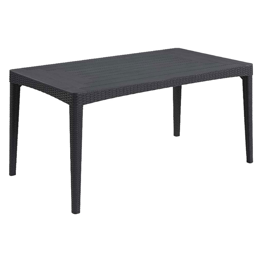 Tavolo da giardino modello Girona in polipropilene effetto rattan colore graphite 160x90 cm