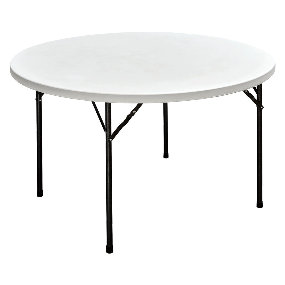 Tavolo tondo pieghevole modello Party in HDPE bianco Ø 120 cm con struttura in acciaio Immagine principale del prodotto