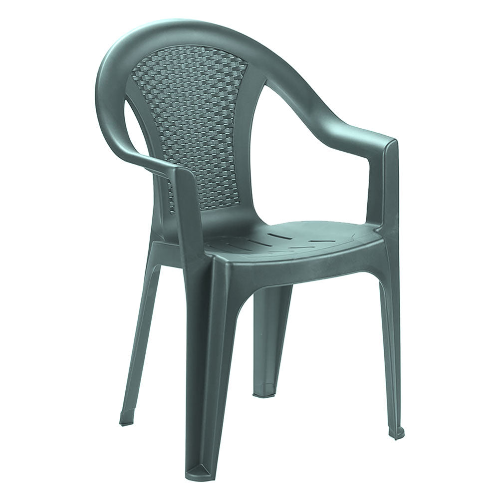 Sedia da giardino Ischia in polipropilene verde effetto rattan 54x56x81 cm