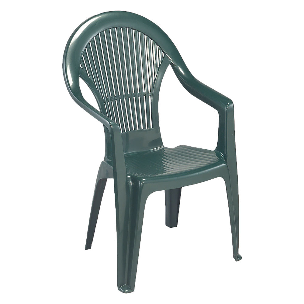 Sedia da giardino Vega verde impilabile in polipropilene Immagine principale del prodotto