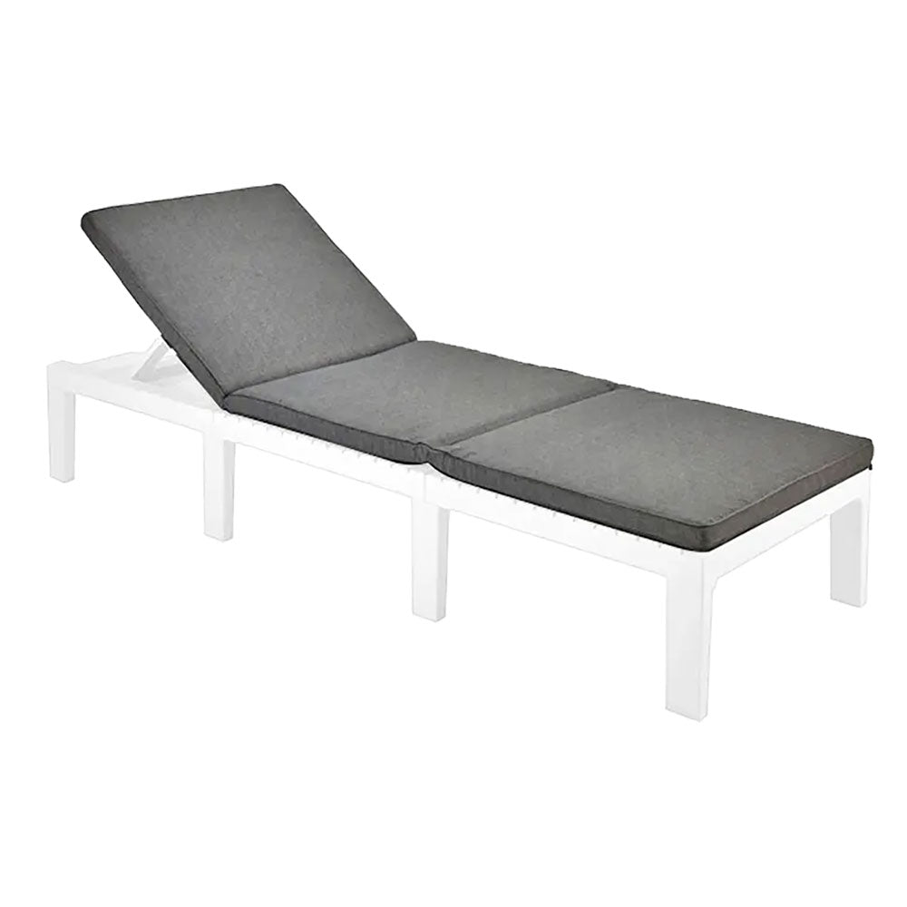 Lettino prendisole Haiti bianco in polipropilene con cuscino 195x65 cm
