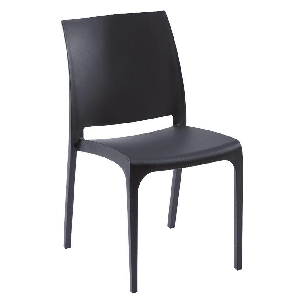 Sedia Volga in polipropilene nera impilabile 46x54xh.80 cm