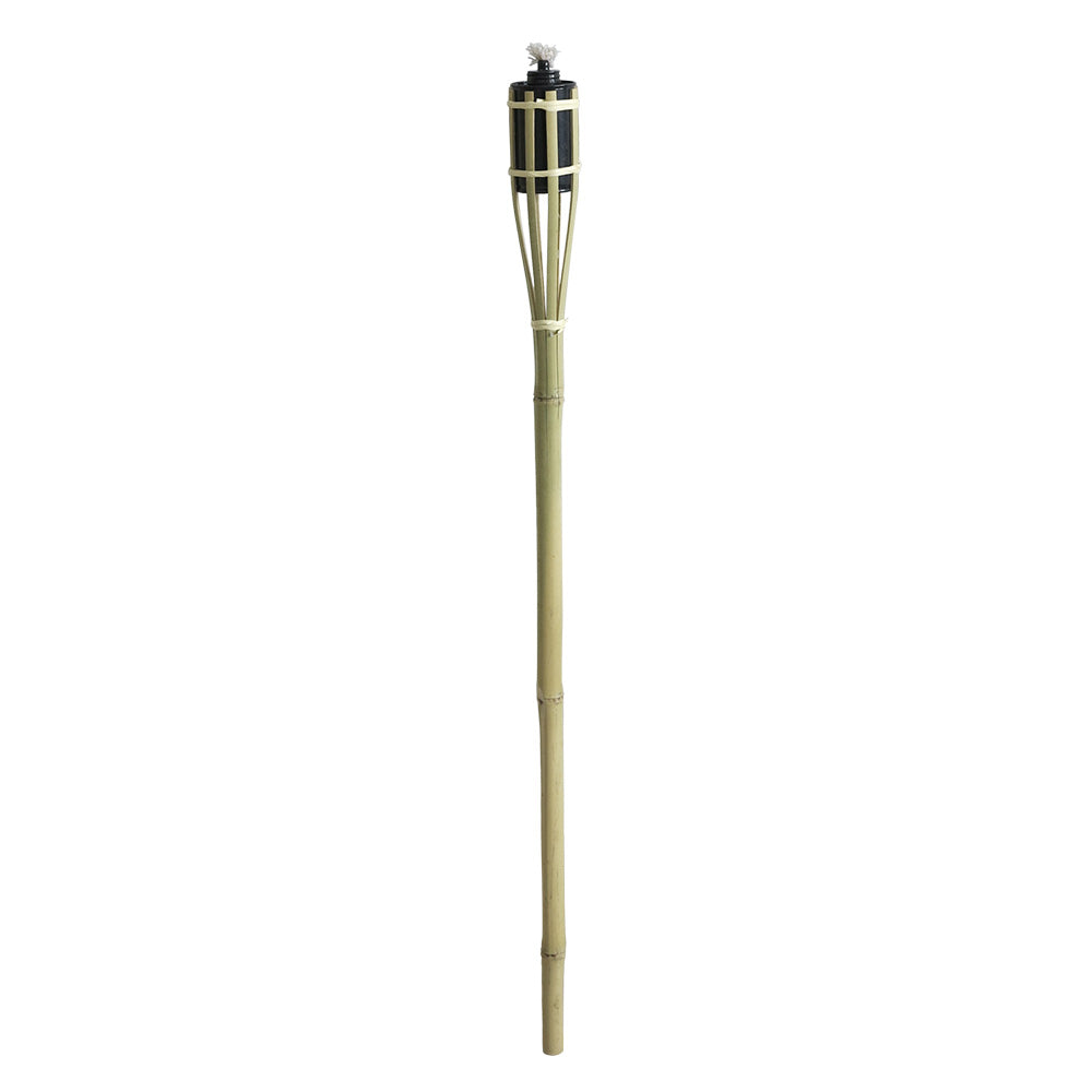 Torcia ad olio in bambù da giardino 90 cm con serbatoio in metallo da 0,2 l