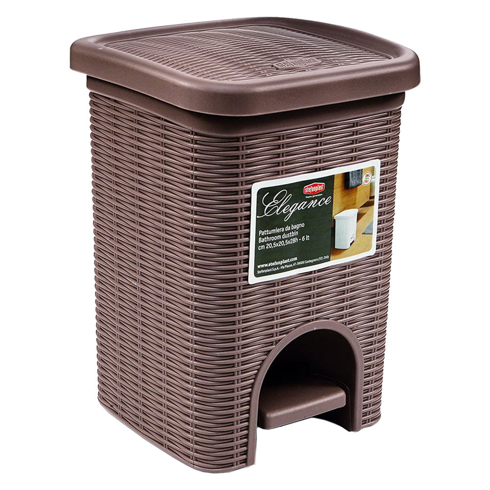 Pattumiera a pedale Elegance in plastica tortora 6 litri 20x20x28 cm Immagine principale del prodotto