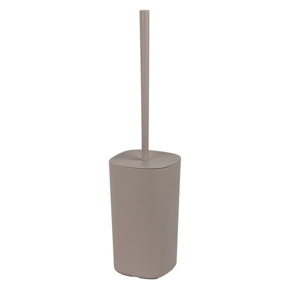 Porta scopino Poddy da appoggio in resina termoplastica color tortora e bianco opaco Immagine principale del prodotto