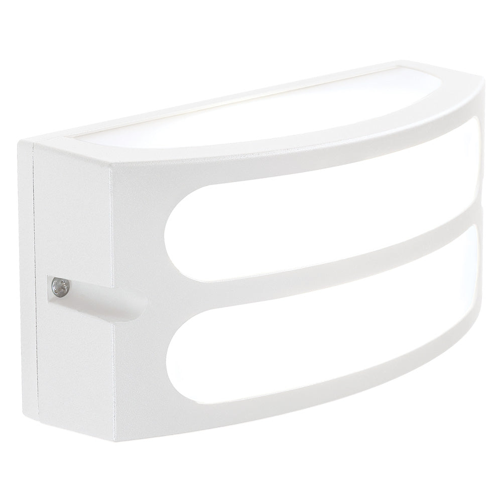 Applique da parete Squba E27 in alluminio bianco IP54 22x8,5x10 cm per esterni