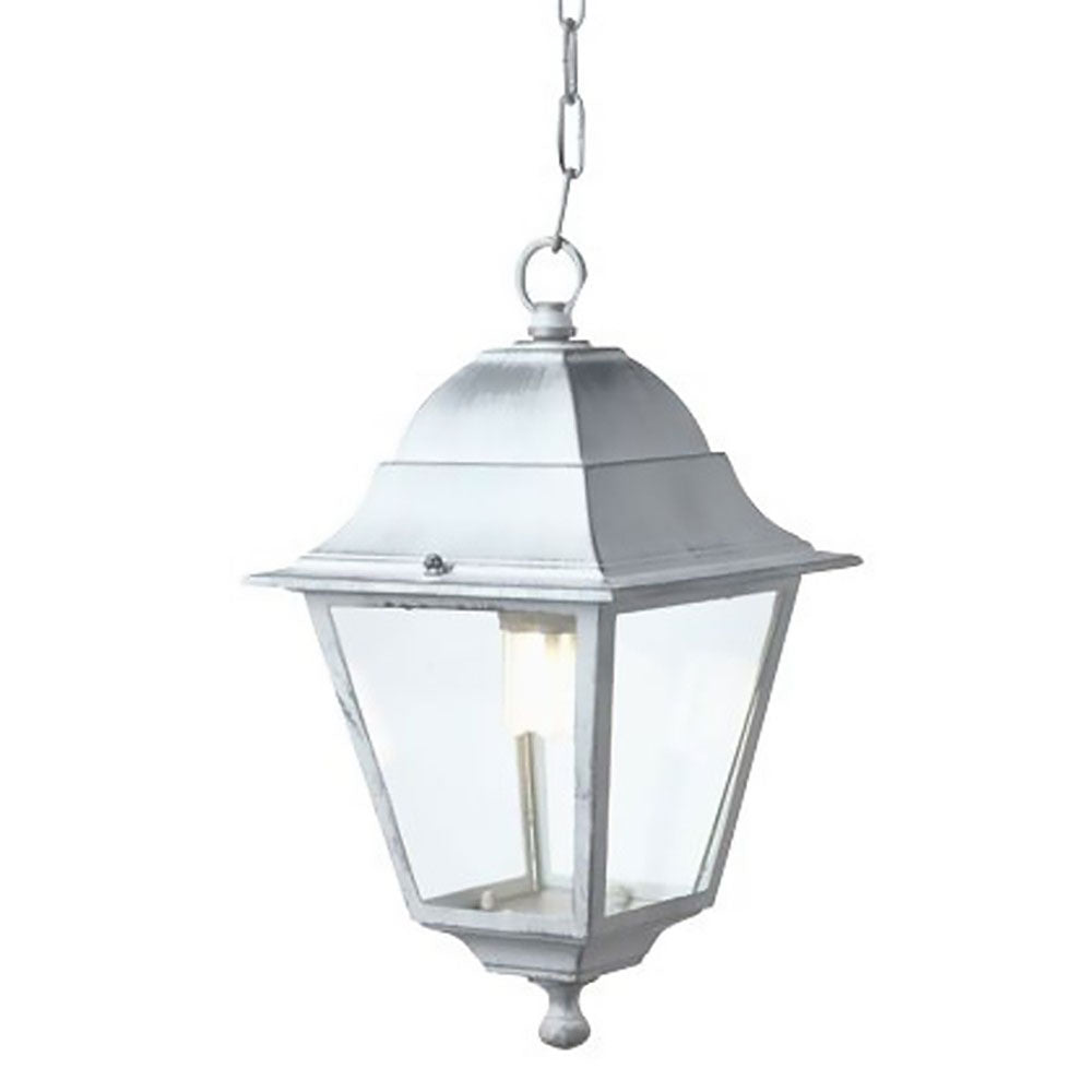 Lanterna a sospensione OLD Sovil in alluminio bianco e argento per esterni
