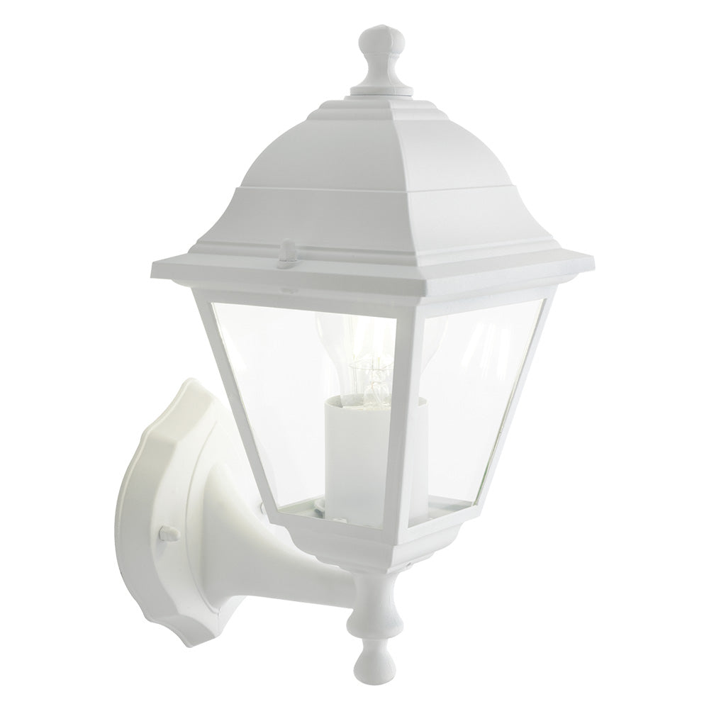 Lanterna da parete in alluminio pressofuso bianca 15x20xH33 cm con attacco E27 60W per esterni
