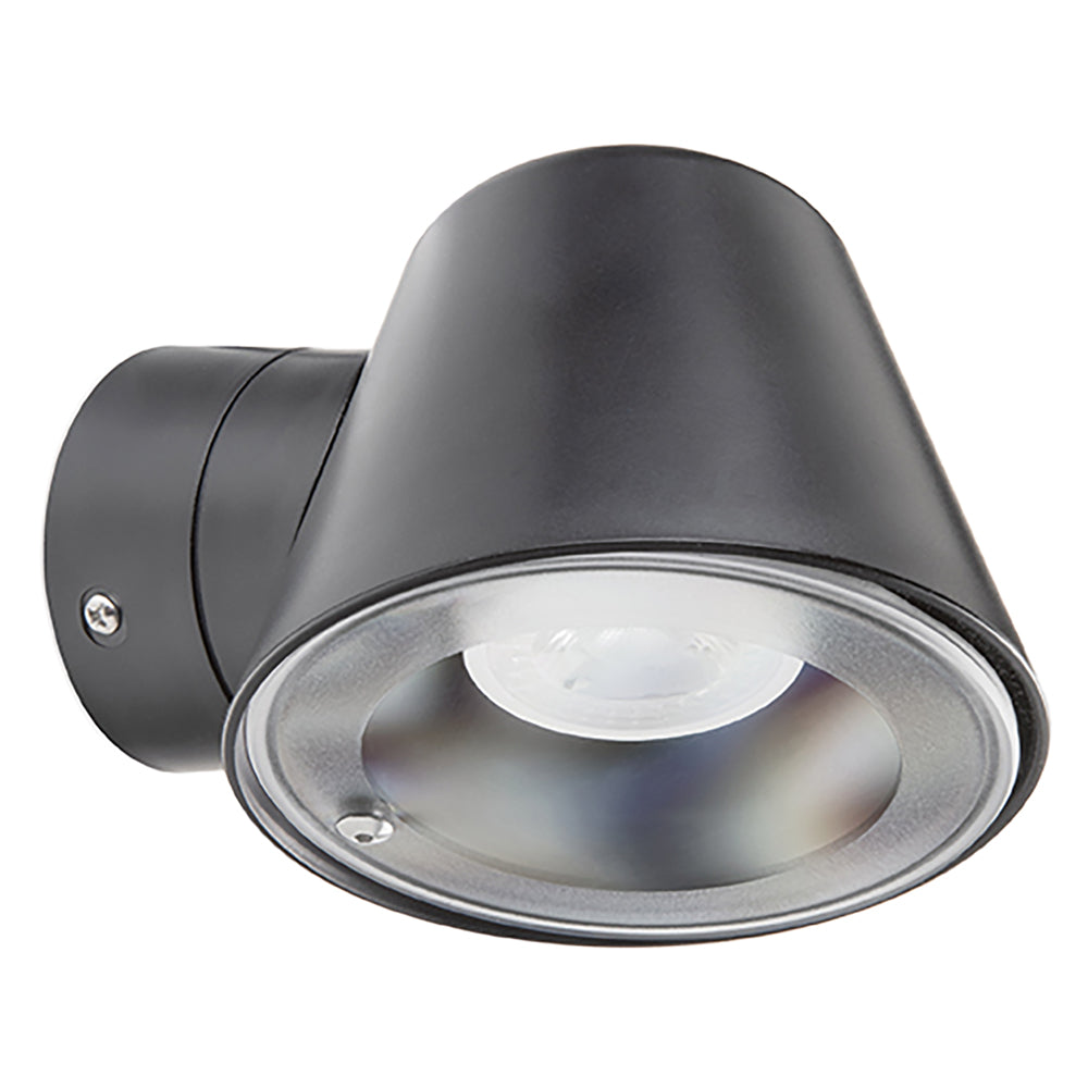 Applique LED Cup Sovil in termoplastica nera con attacco E27 per illuminazione da esterno Immagine principale del prodotto