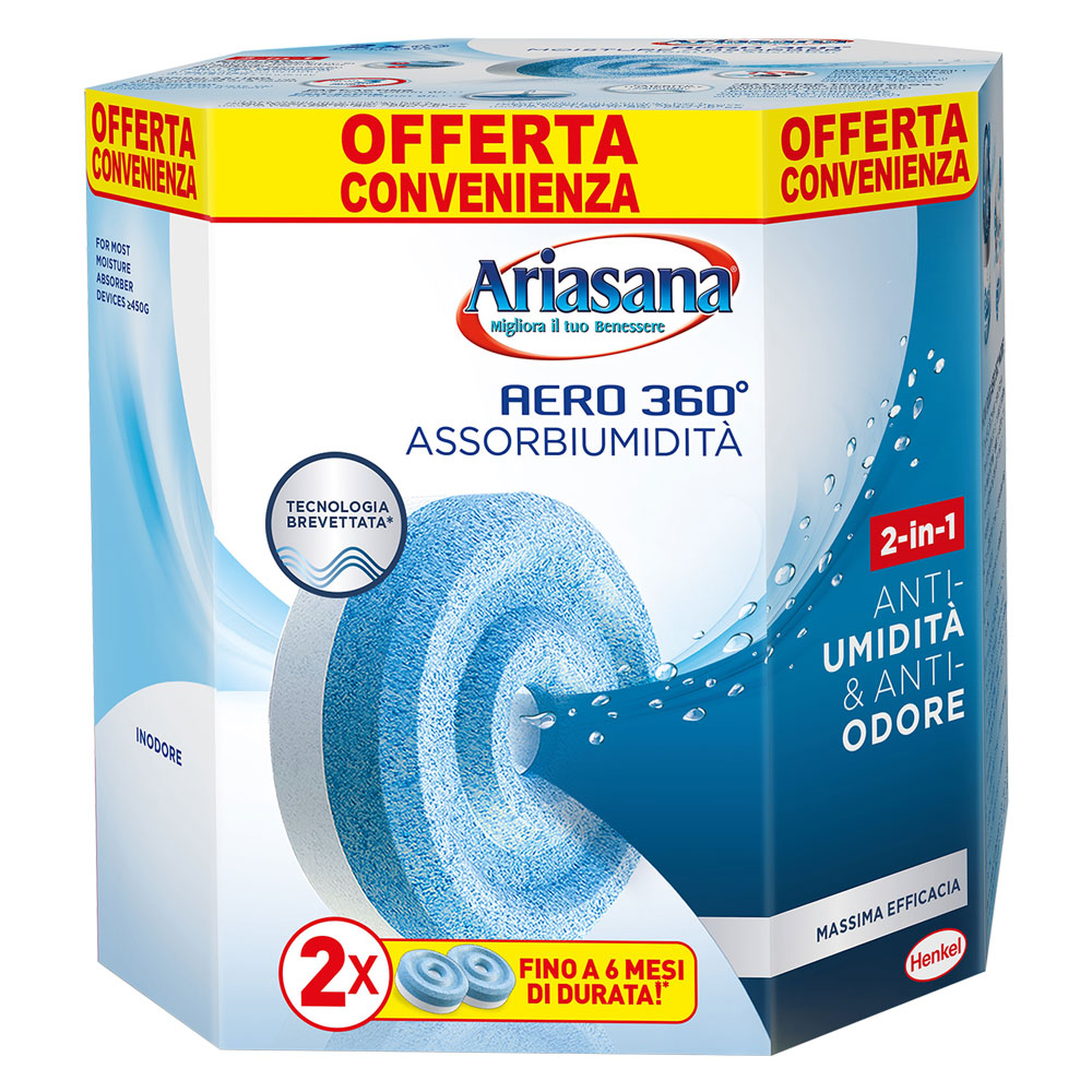 Ariasana Ricarica Assorbiumidità Aero 360° Inodore 2x450 gr