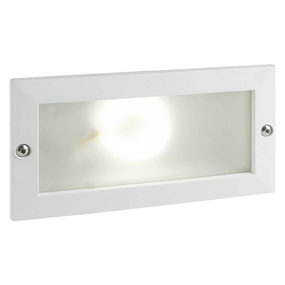Segnapasso da incasso rettangolare bianco E27 per illuminazione da esterni e giardino