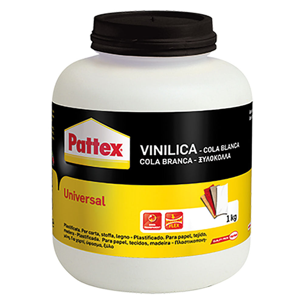 Colla vinilica universale e plastificata Pattex da 1 kg per legno e materiali porosi Immagine principale del prodotto