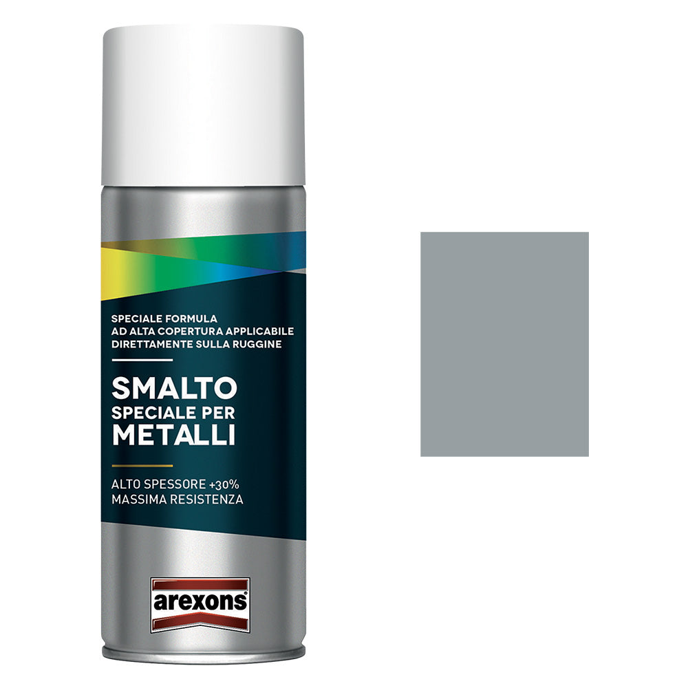 Smalto spray per metalli Arexons grigio argento brillante antiruggine 400 ml Immagine principale del prodotto